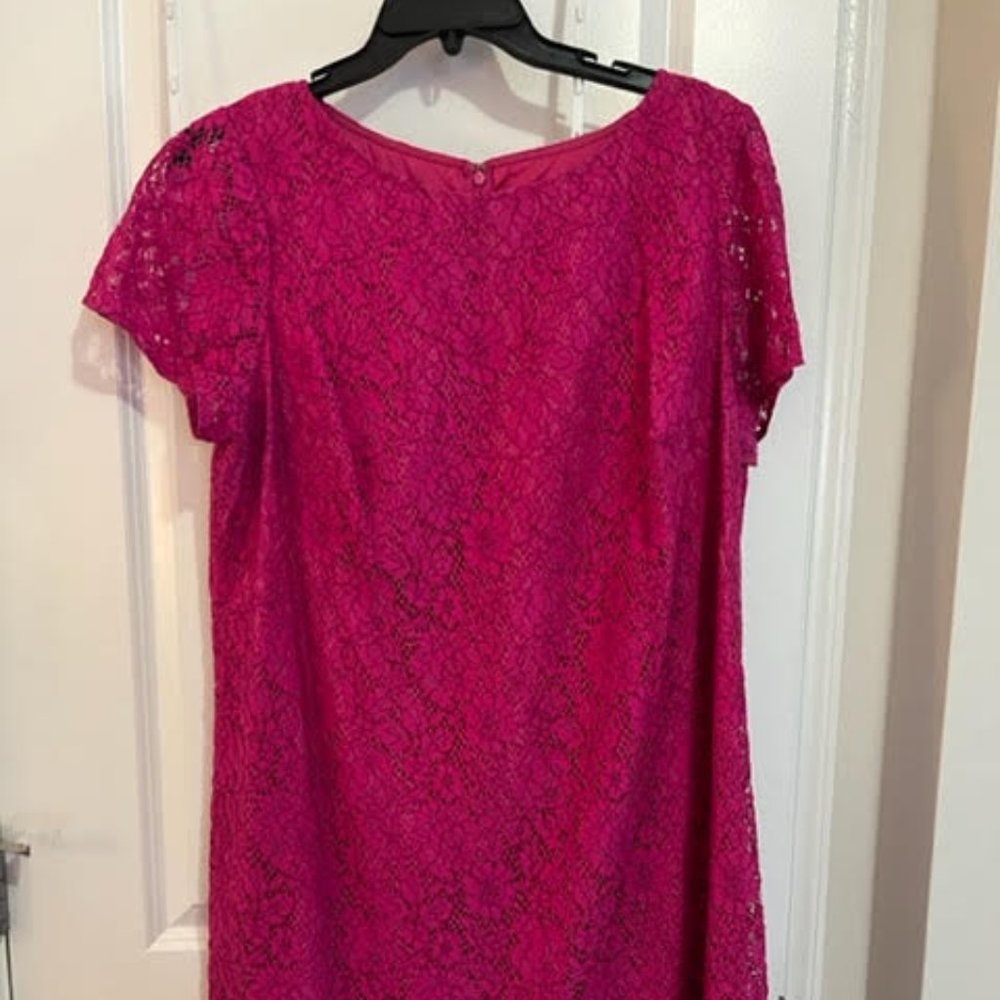Hot pink lace cocktail dress